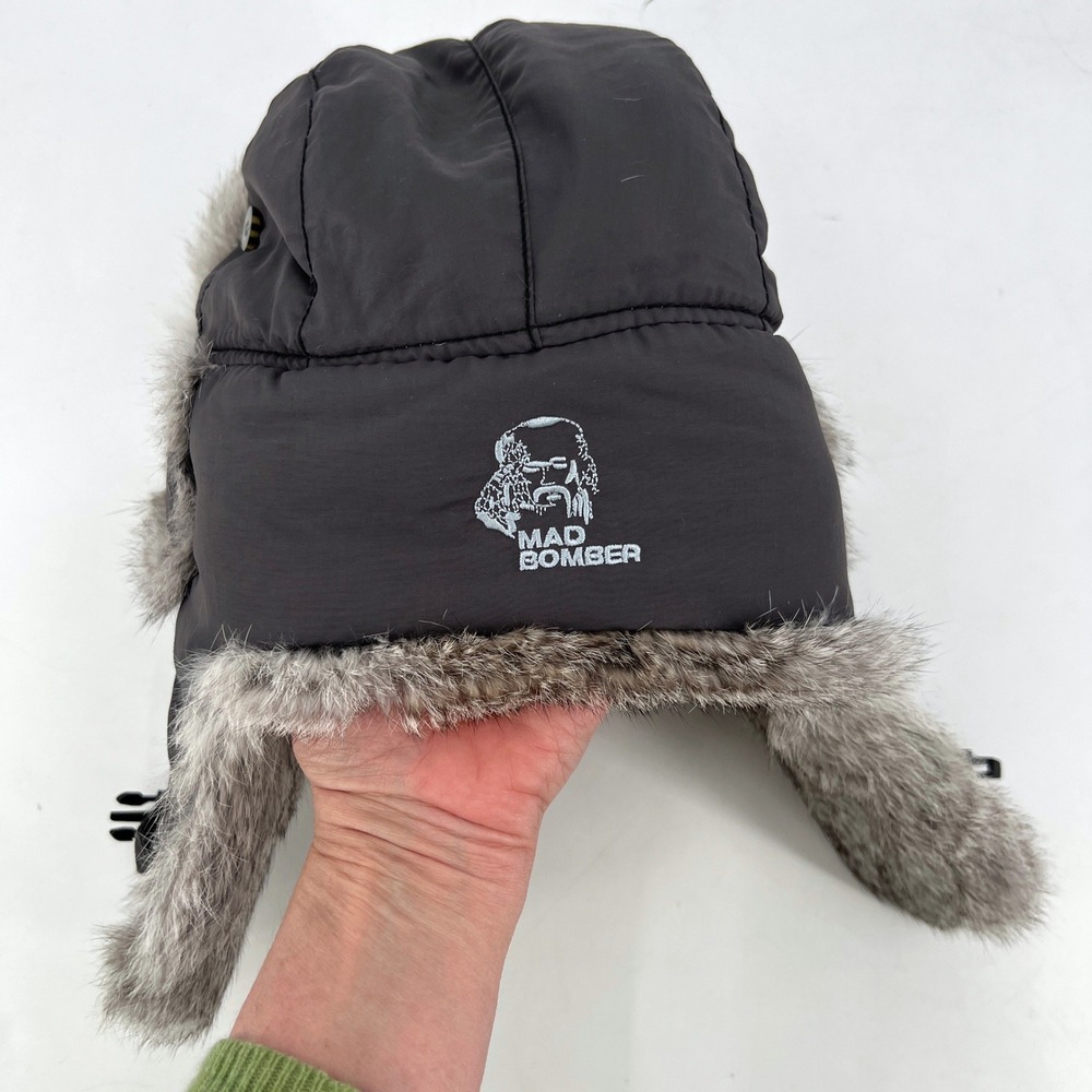 Mad Bomber Bomber Hat Trapper Hat Genuine Rabbit Fur Outdoorsman Lumberjack - Picture 3 of 7